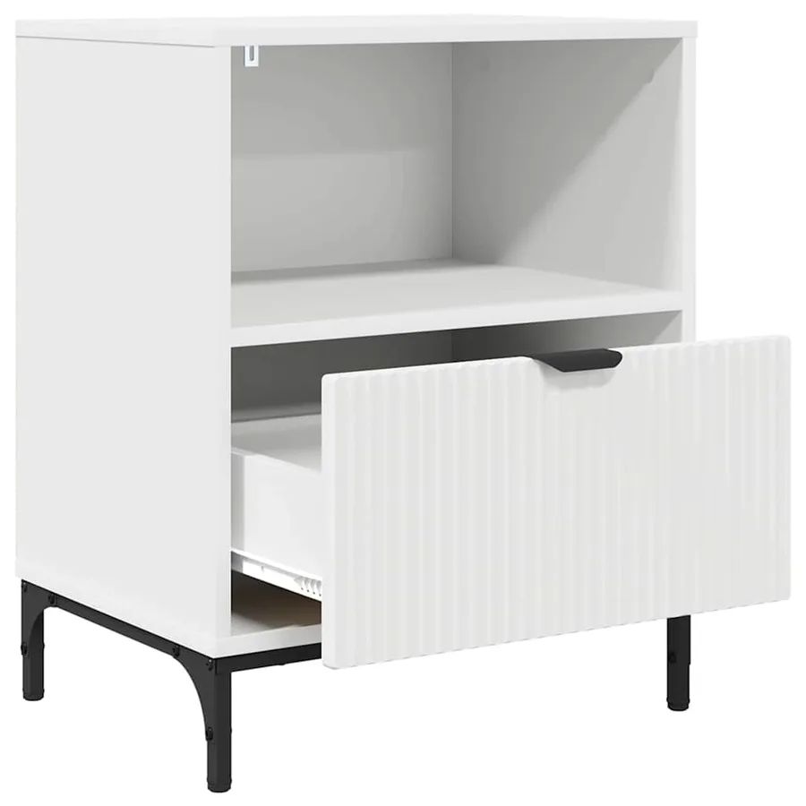 Cabinet de chevet 2 pcs Blanc 49 x 36 x 61 cm Bois d'ingénierie - 5