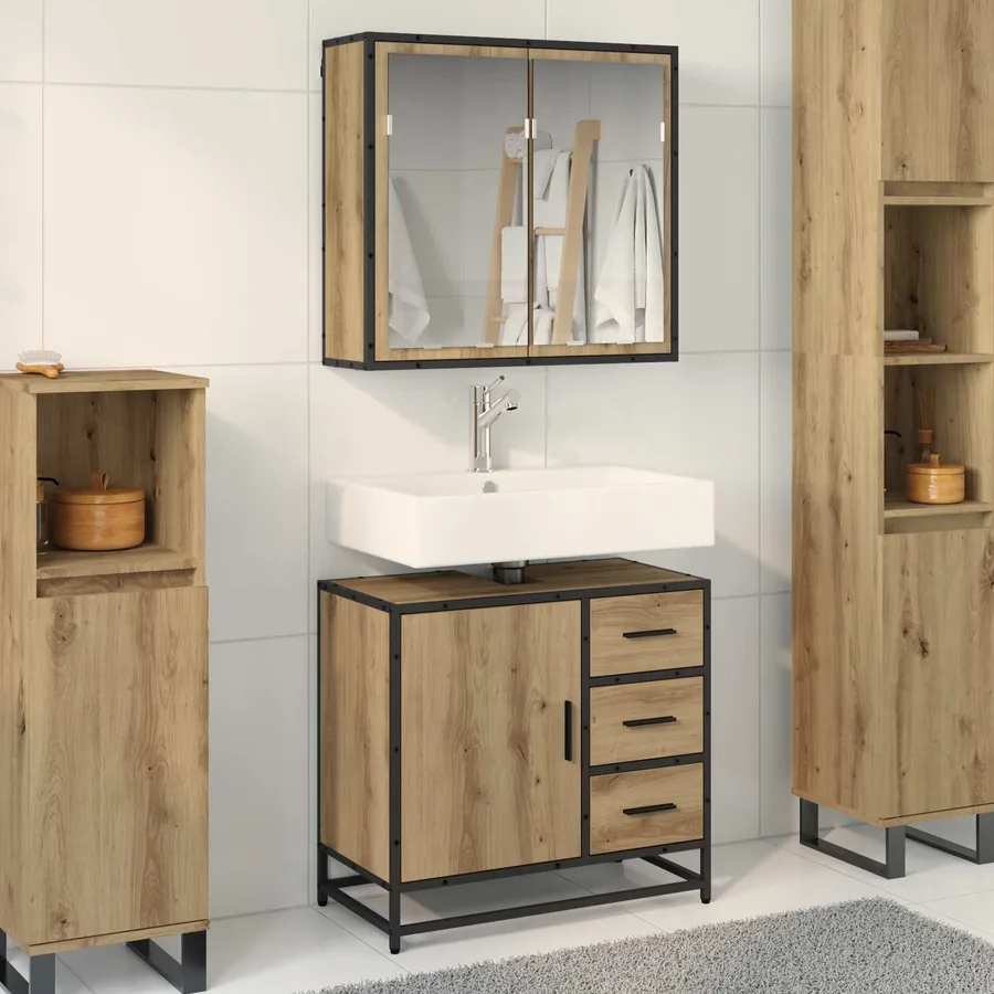 Ensemble de mobilier de salle de bain 2 pc Chêne artisanal