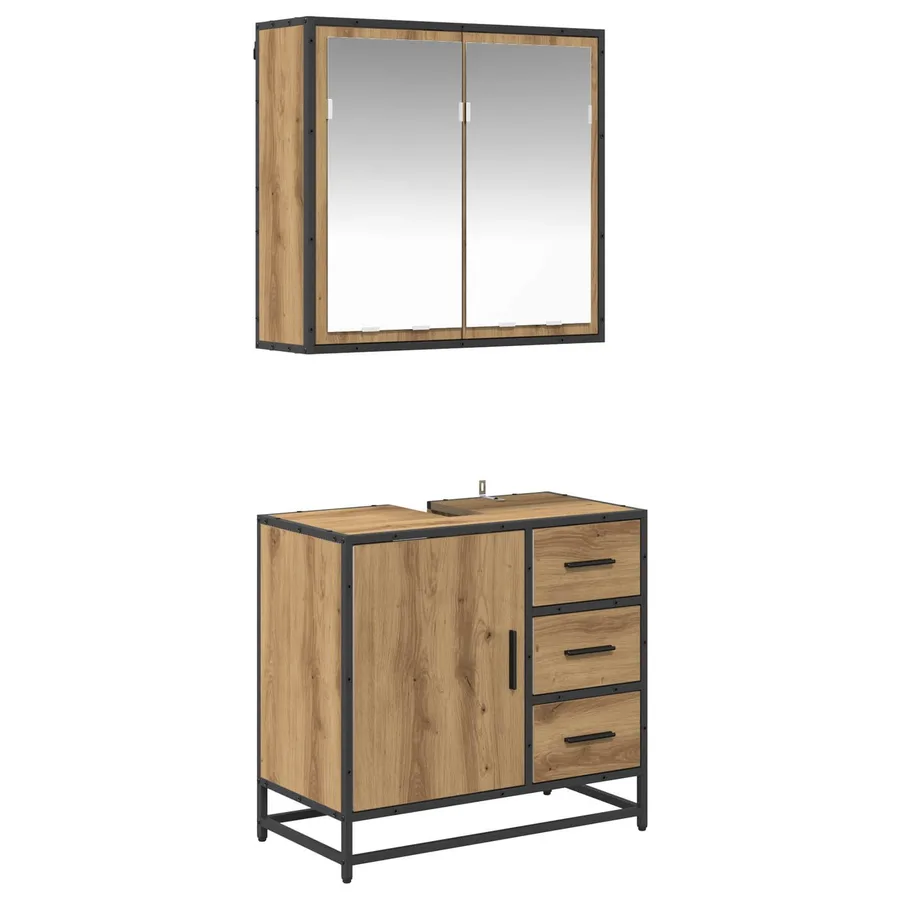 Ensemble de mobilier de salle de bain 2 pc Chêne artisanal - 2