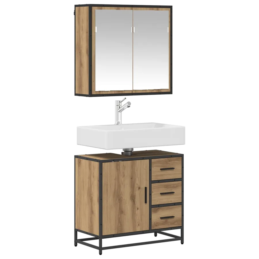 Ensemble de mobilier de salle de bain 2 pc Chêne artisanal - 3