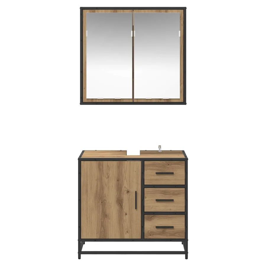 Ensemble de mobilier de salle de bain 2 pc Chêne artisanal - 7
