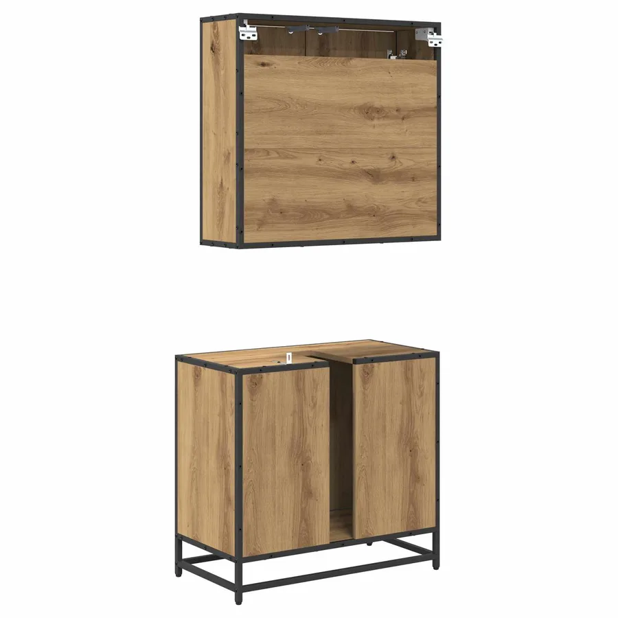 Ensemble de mobilier de salle de bain 2 pc Chêne artisanal - 9