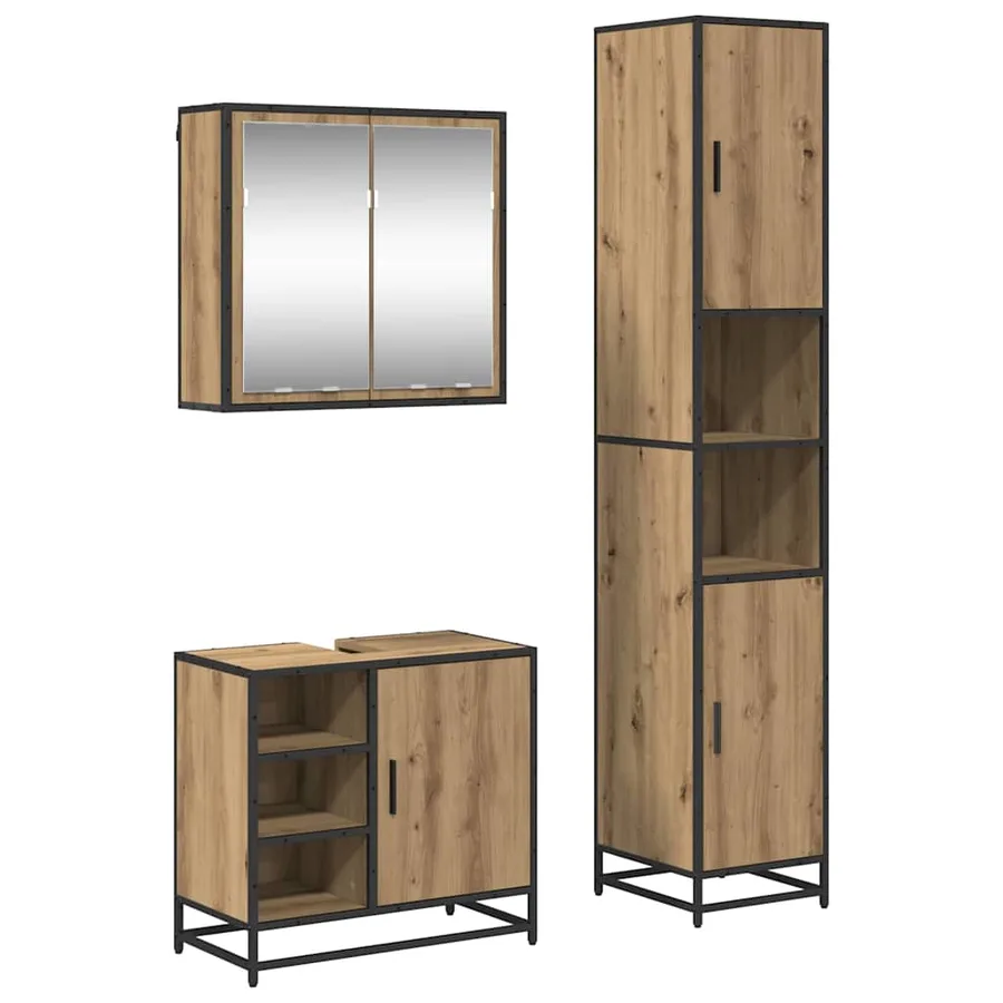 Ensemble de mobilier de salle de bain 3 pc Chêne artisanal - 2
