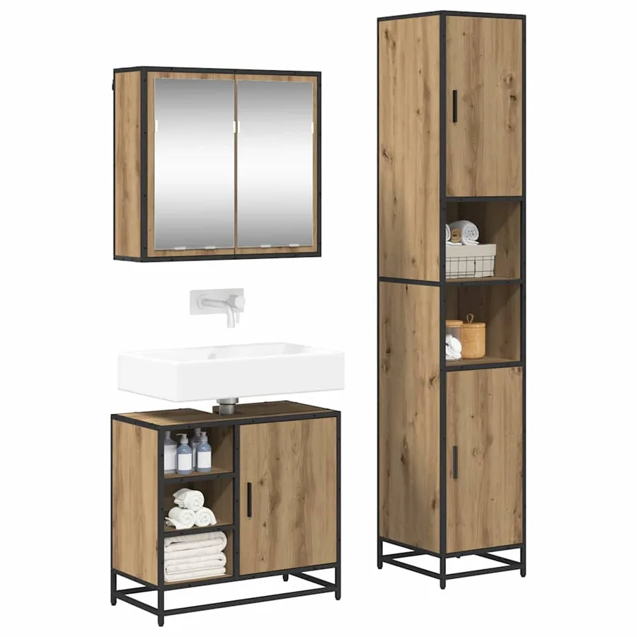 Ensemble de mobilier de salle de bain 3 pc Chêne artisanal - 3