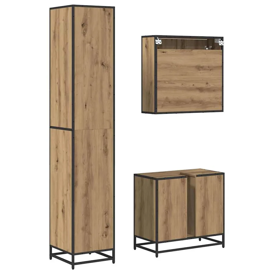 Ensemble de mobilier de salle de bain 3 pc Chêne artisanal - 9