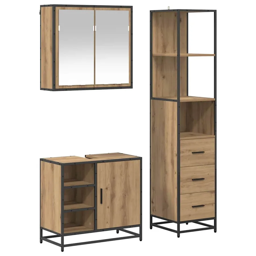 Ensemble de mobilier de salle de bain 3 pc Chêne artisanal - 2