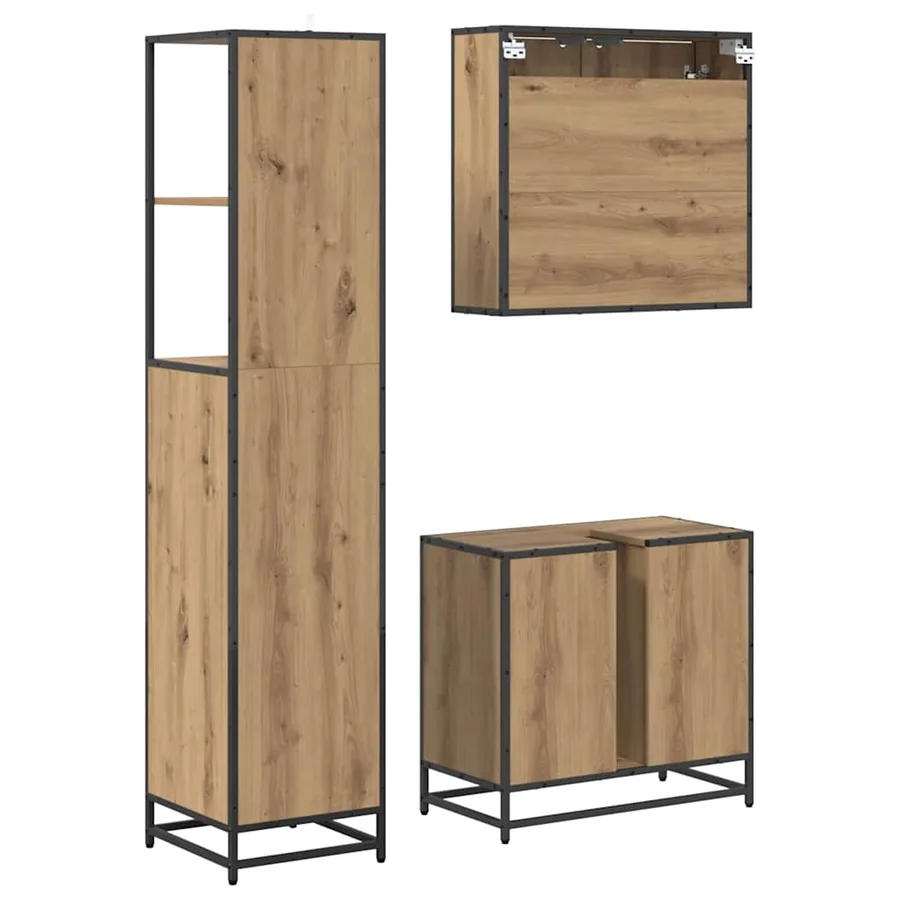 Ensemble de mobilier de salle de bain 3 pc Chêne artisanal - 9