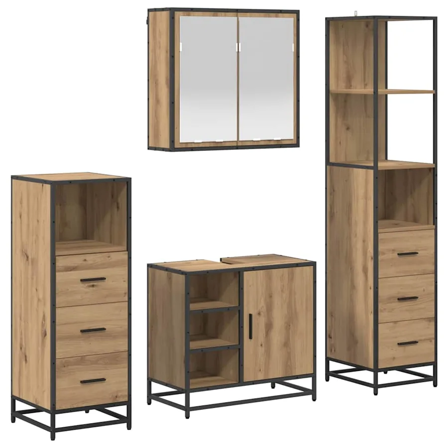 Ensemble de mobilier de salle de bain 4 pc Chêne artisanal - 2