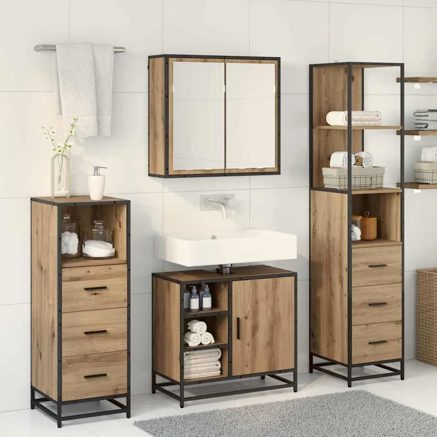 Ensemble de mobilier de salle de bain 4 pc Chêne artisanal - 4