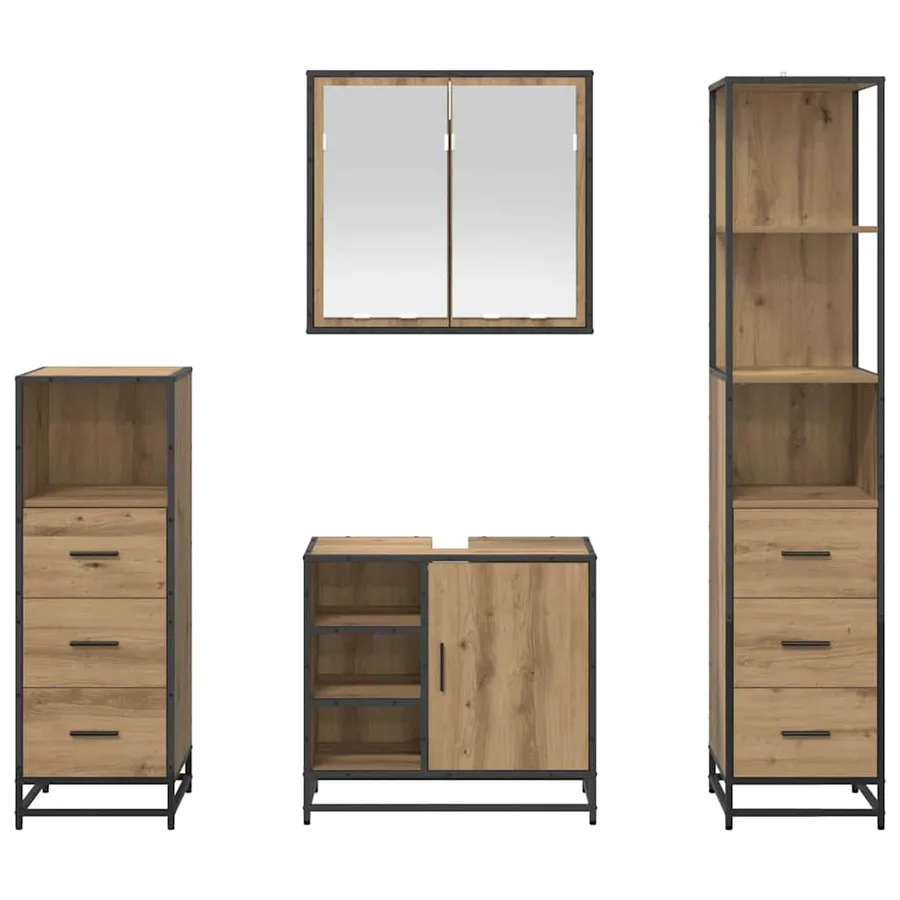 Ensemble de mobilier de salle de bain 4 pc Chêne artisanal - 9