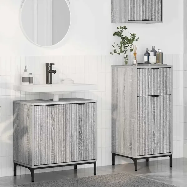 Ensemble de mobilier de salle de bain 2 pcs Gris Sonoma