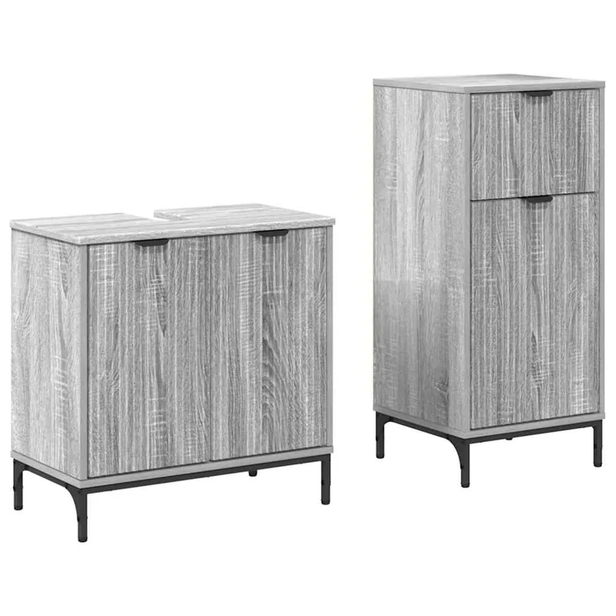 Ensemble de mobilier de salle de bain 2 pcs Gris Sonoma - 2