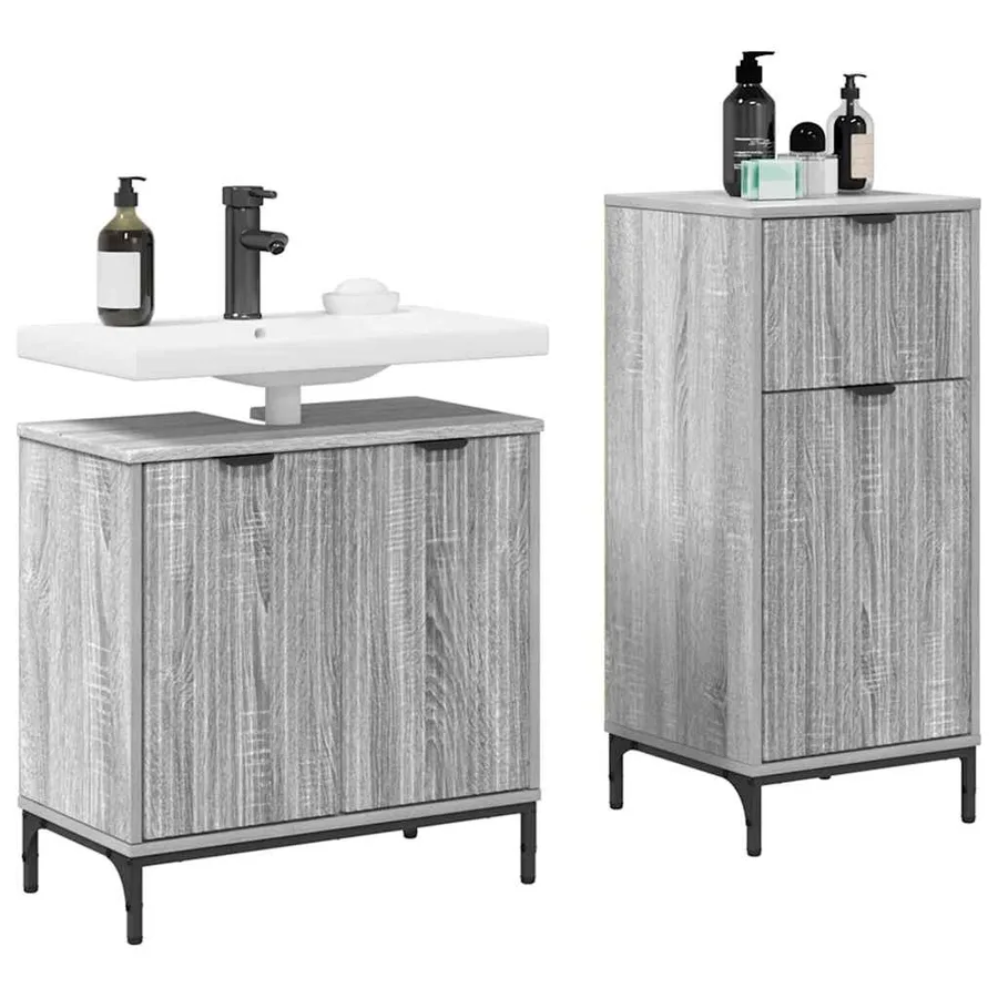 Ensemble de mobilier de salle de bain 2 pcs Gris Sonoma - 3