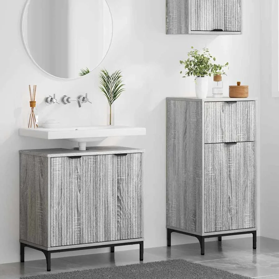 Ensemble de mobilier de salle de bain 2 pcs Gris Sonoma - 4