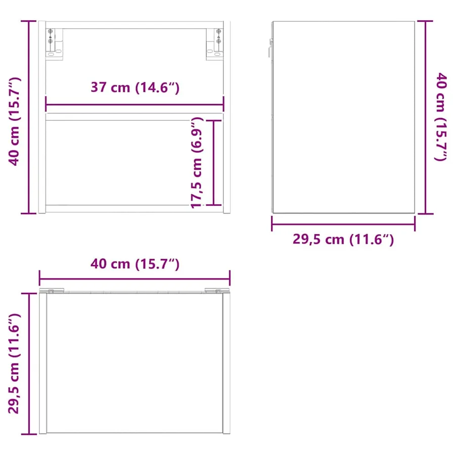 Armoire suspendue avec stockage Chêne noir 40 x 29,5 x 40 cm - 12