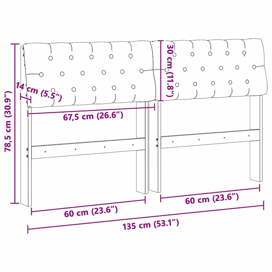 Tête de lit capitonnée Gris clair 135 cm Pin massif - 11