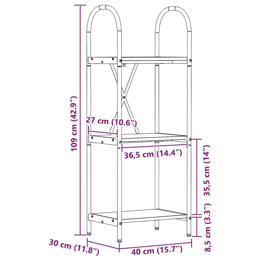 Étagère Chêne Sonoma 40 x 30 x 109 cm Bois d'ingénierie - 12