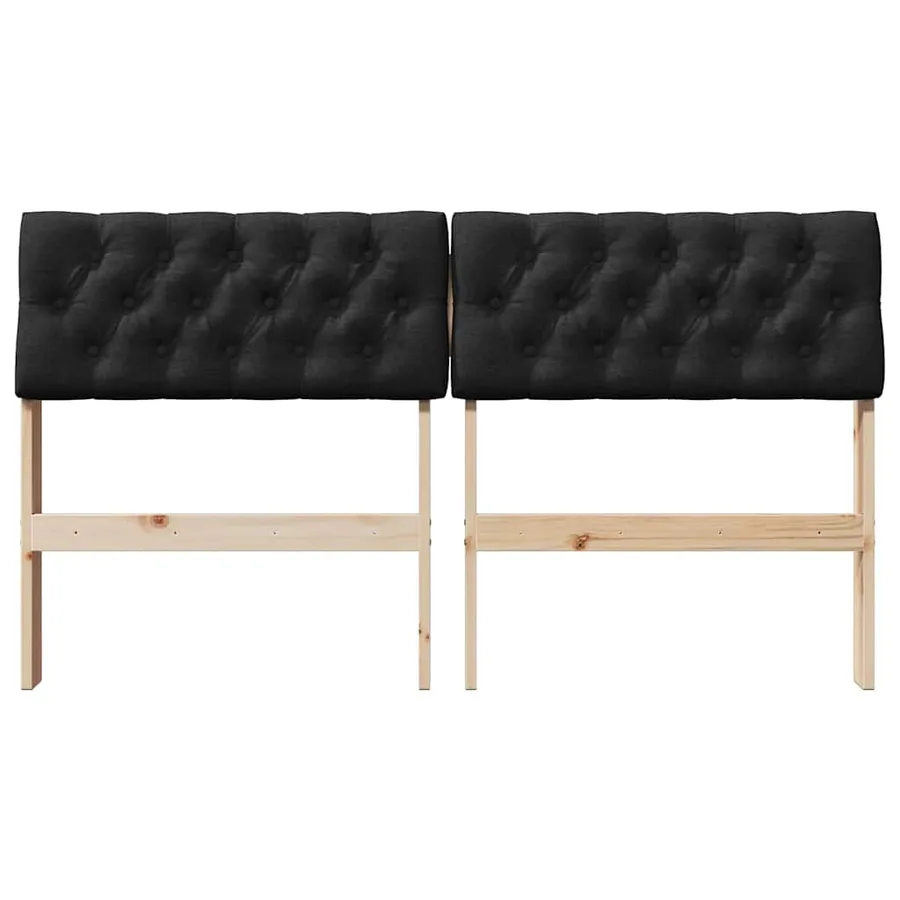 Tête de lit capitonnée Noir 140 cm Pin massif - 4