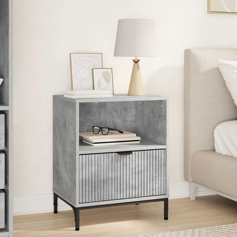 Cabinet de chevet Gris béton 49 x 36 x 61 cm Bois d'ingénierie