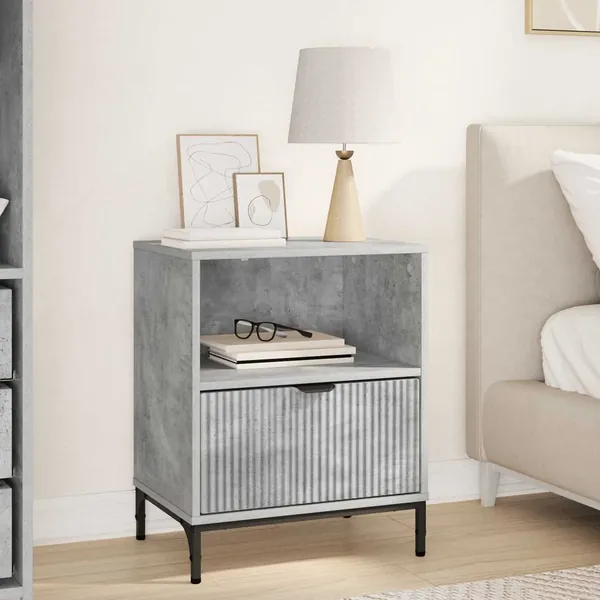 Cabinet de chevet Gris béton 49 x 36 x 61 cm Bois d'ingénierie