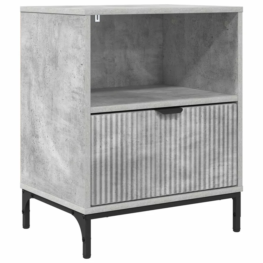 Cabinet de chevet Gris béton 49 x 36 x 61 cm Bois d'ingénierie - 2