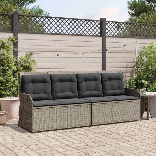 Banc de jardin avec coussin Gris polyrotin