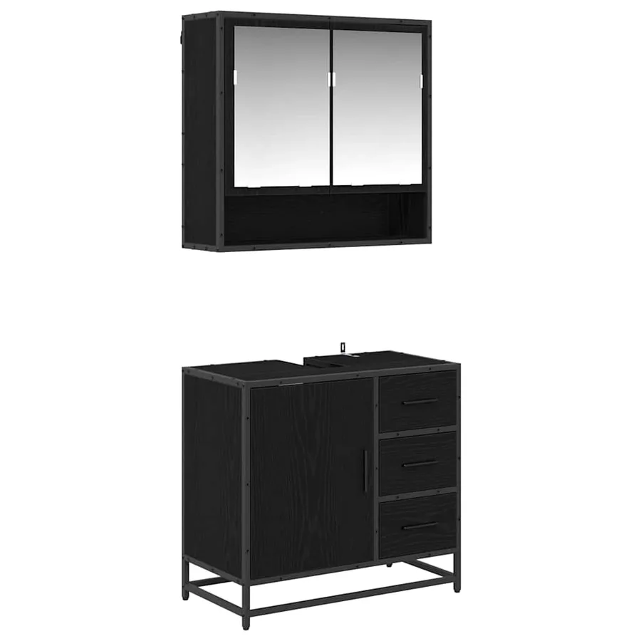 Ensemble de mobilier de salle de bain 2 pcs Chêne noir - 2