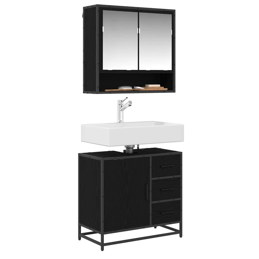 Ensemble de mobilier de salle de bain 2 pcs Chêne noir - 3