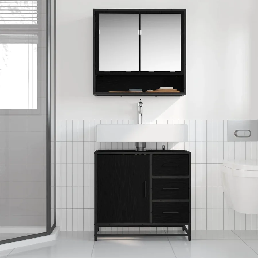 Ensemble de mobilier de salle de bain 2 pcs Chêne noir - 4