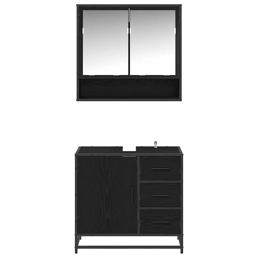 Ensemble de mobilier de salle de bain 2 pcs Chêne noir - 7