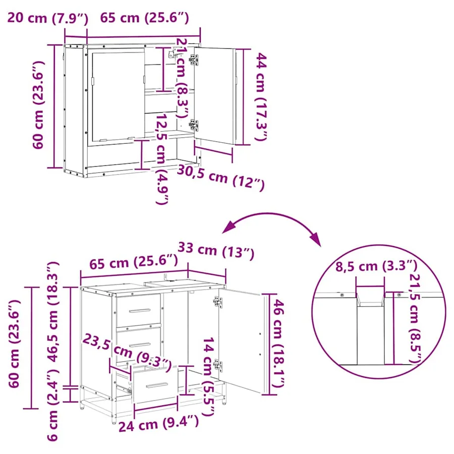 Ensemble de mobilier de salle de bain 4 pcs Chêne noir - 18