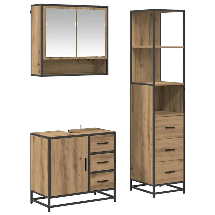 Ensemble de mobilier de salle de bain 3 pc Chêne artisanal - 2