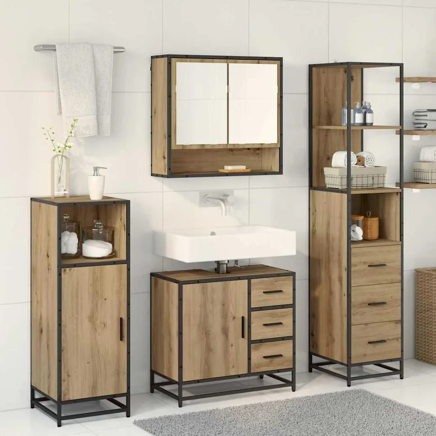 Ensemble de mobilier de salle de bain 3 pc Chêne artisanal - 4