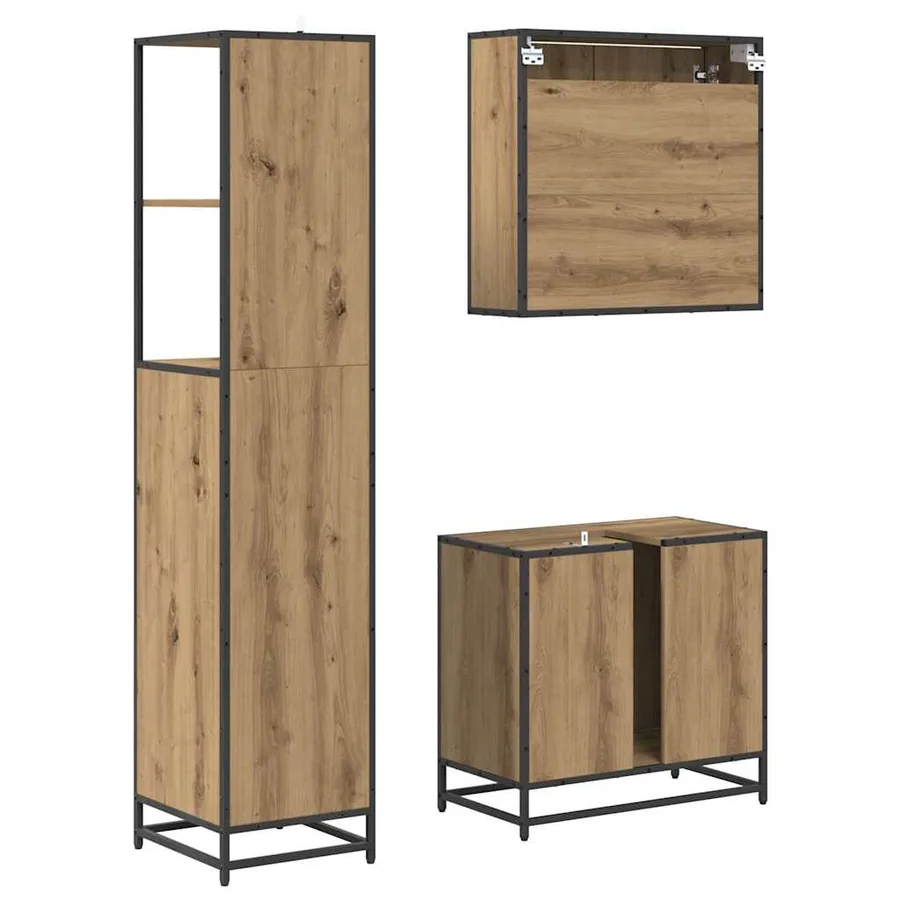 Ensemble de mobilier de salle de bain 3 pc Chêne artisanal - 9