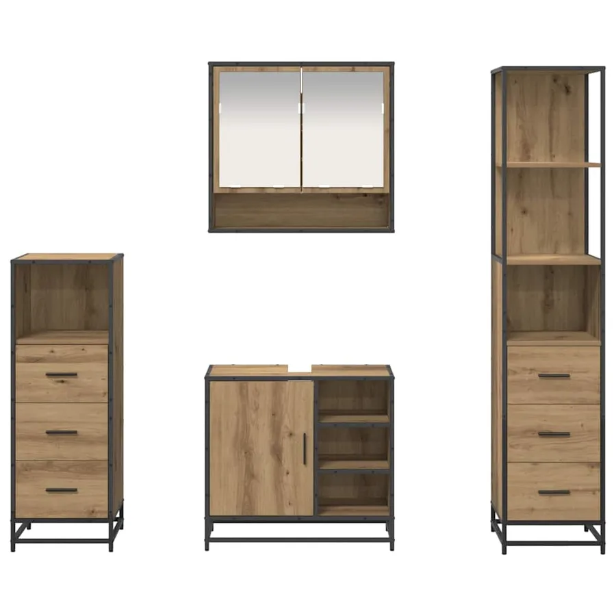 Ensemble de mobilier de salle de bain 4 pc Chêne artisanal - 9