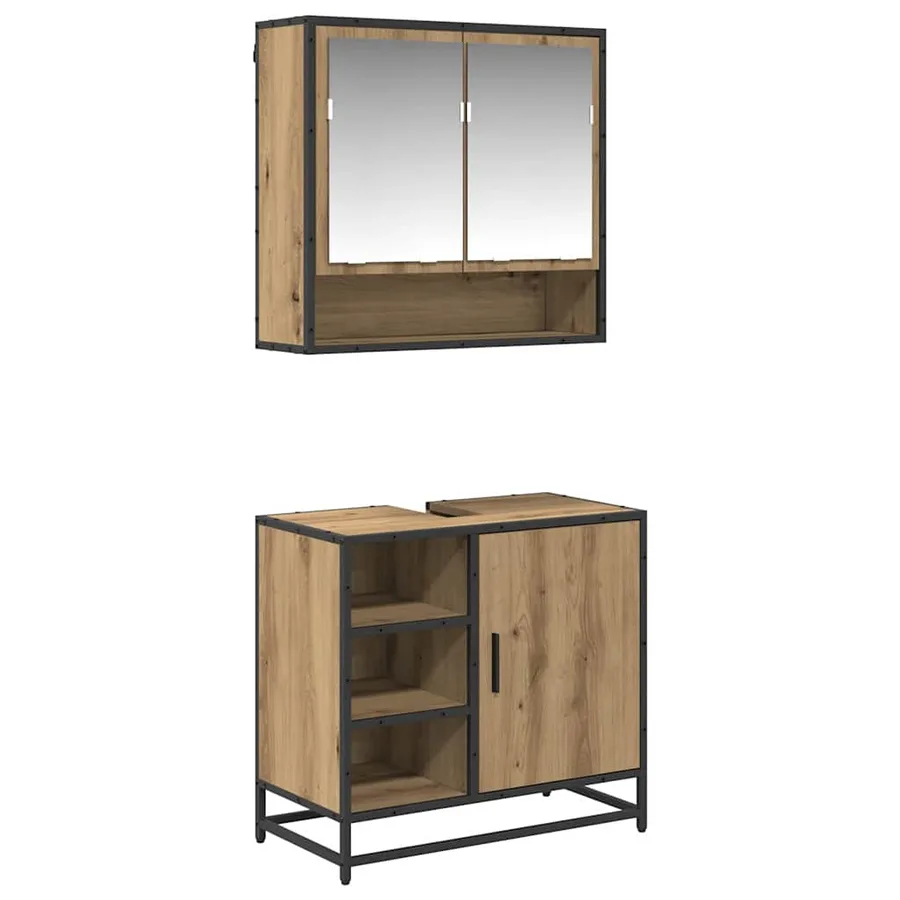 Ensemble de mobilier de salle de bain 2 pc Chêne artisanal - 2