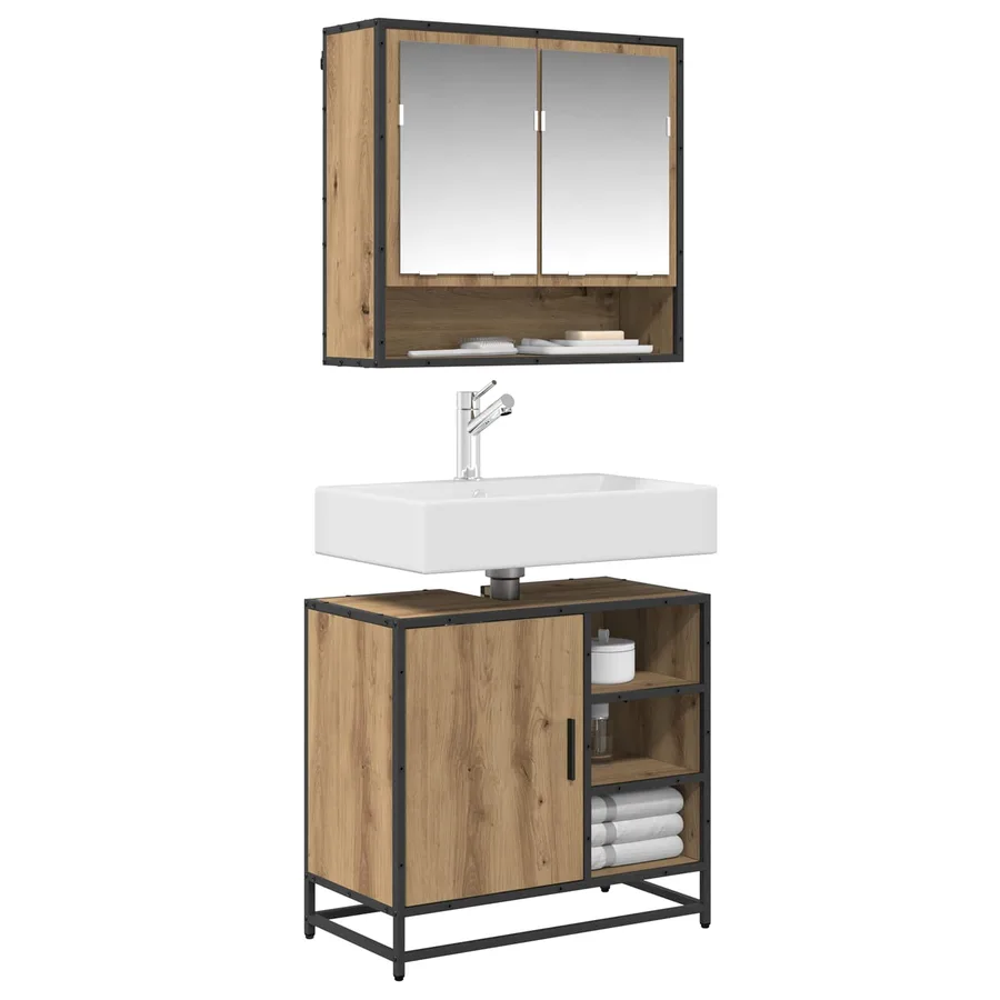 Ensemble de mobilier de salle de bain 2 pc Chêne artisanal - 3
