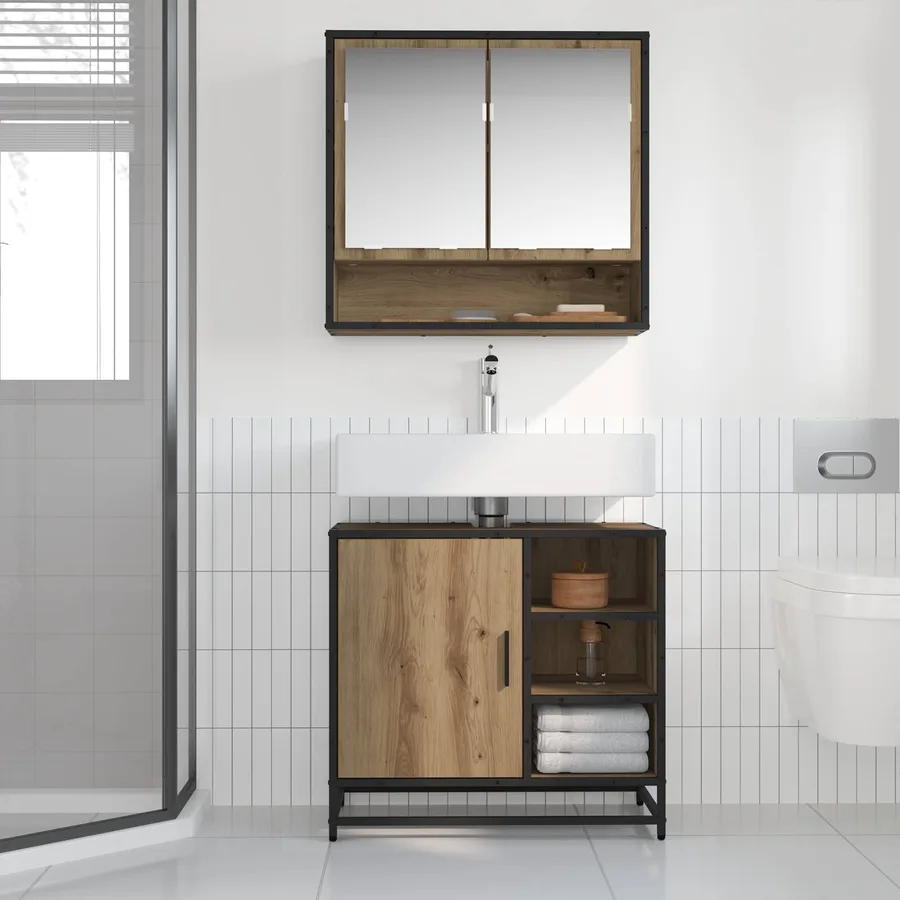 Ensemble de mobilier de salle de bain 2 pc Chêne artisanal - 4