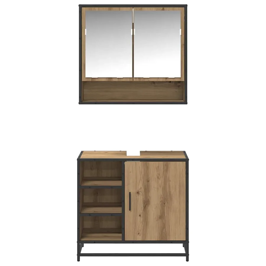 Ensemble de mobilier de salle de bain 2 pc Chêne artisanal - 7