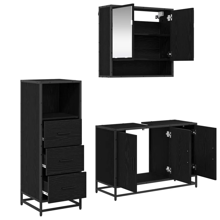 Ensemble de mobilier de salle de bain 3 pcs Chêne noir - 5