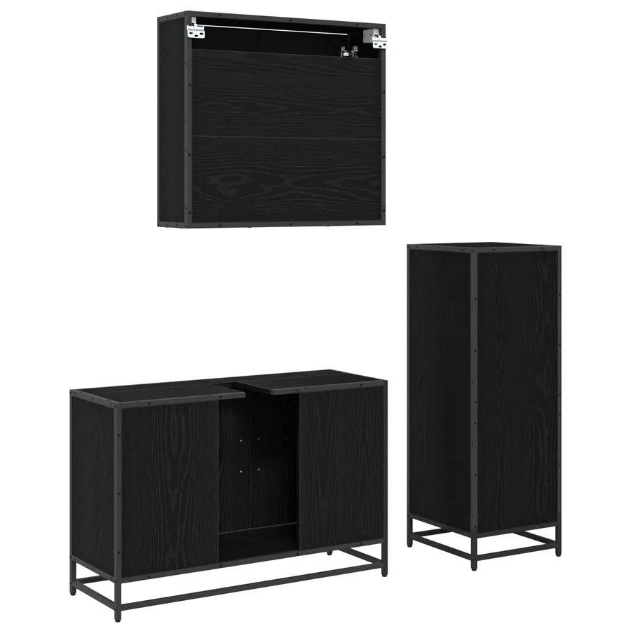 Ensemble de mobilier de salle de bain 3 pcs Chêne noir - 8