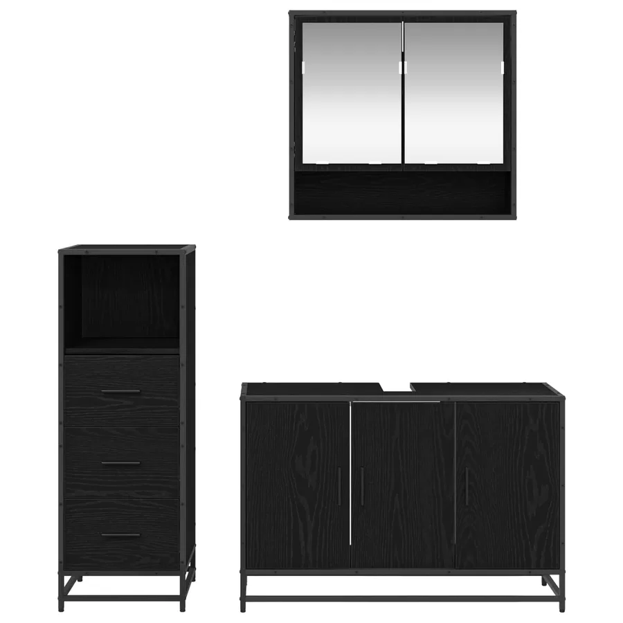 Ensemble de mobilier de salle de bain 3 pcs Chêne noir - 9
