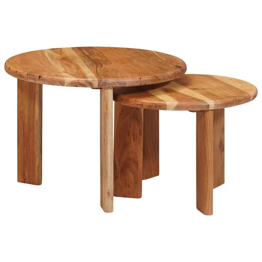 Tables basses gigognes 2 pcs Marron Bois d'Acacia Massif - 2