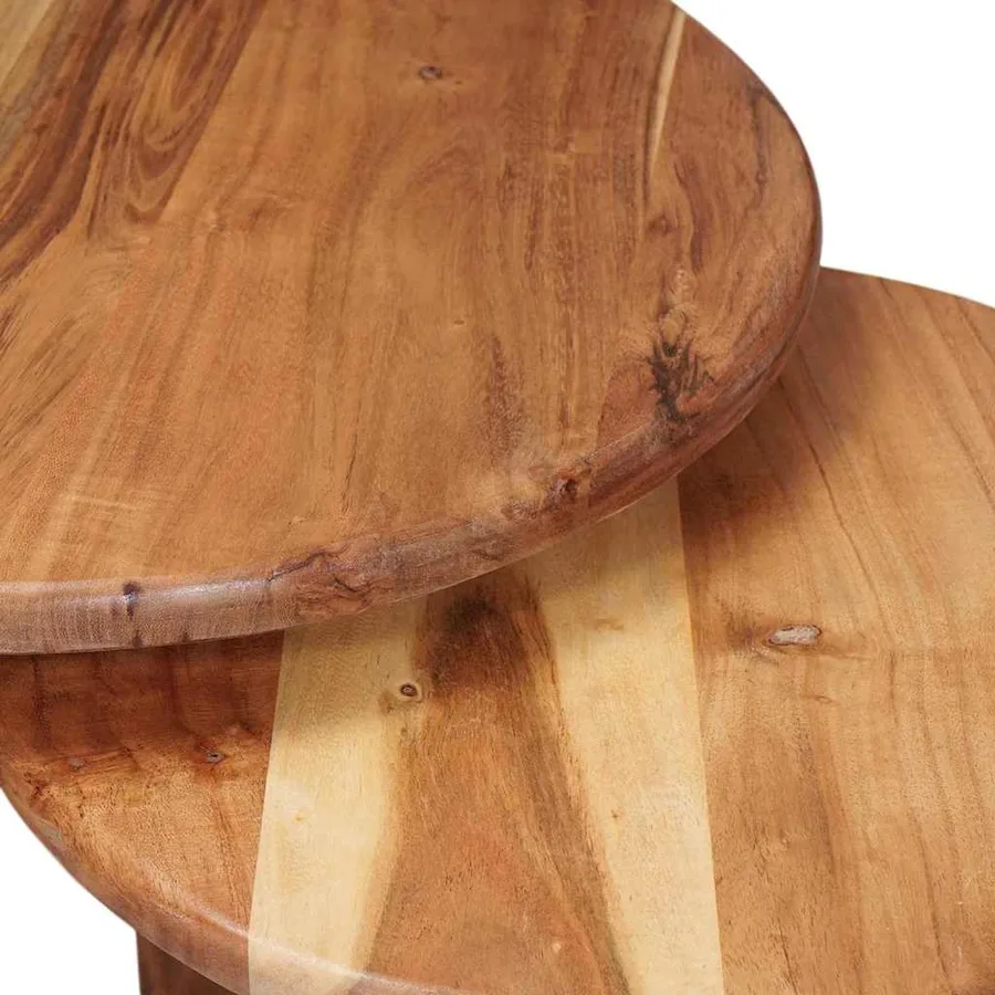 Tables basses gigognes 2 pcs Marron Bois d'Acacia Massif - 8