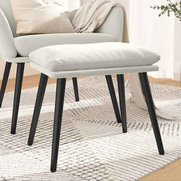 Repose-pied Blanc crème 45x29,5x35 cm Velours