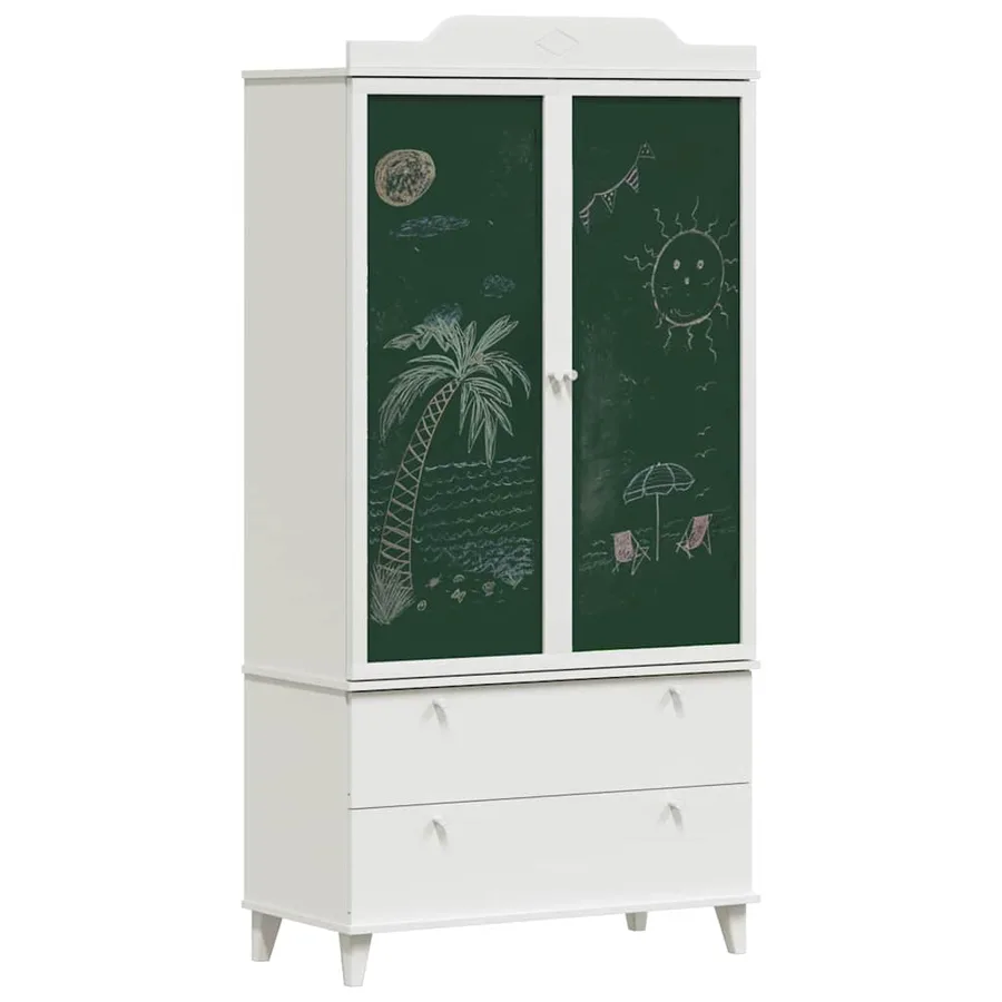 Armoire Tableau Noir avec tiroir ROROS Blanc 90 x 45 x 180 cm - 3
