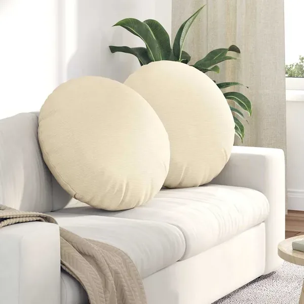 Coussins de siège 2 pcs Crème Ø60 x 21 cm