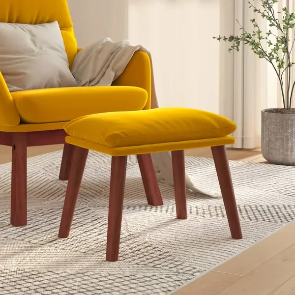 Repose-pied Jaune moutarde 45x29,5x35 cm Velours