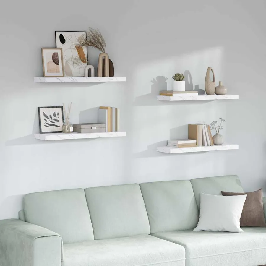 Étagère Murale 4 pcs Marbre blanc 80 x 23,5 x 4 cm