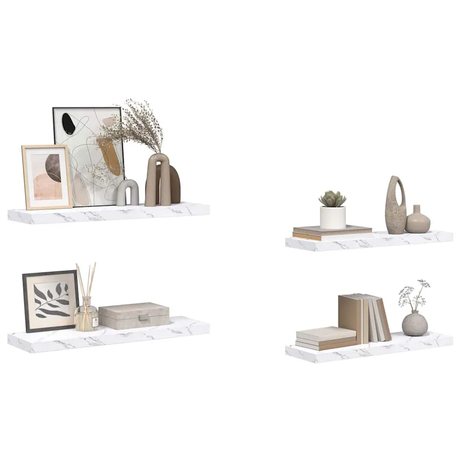 Étagère Murale 4 pcs Marbre blanc 80 x 23,5 x 4 cm - 3